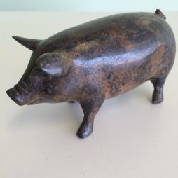 Baby Pig Standing Bronze