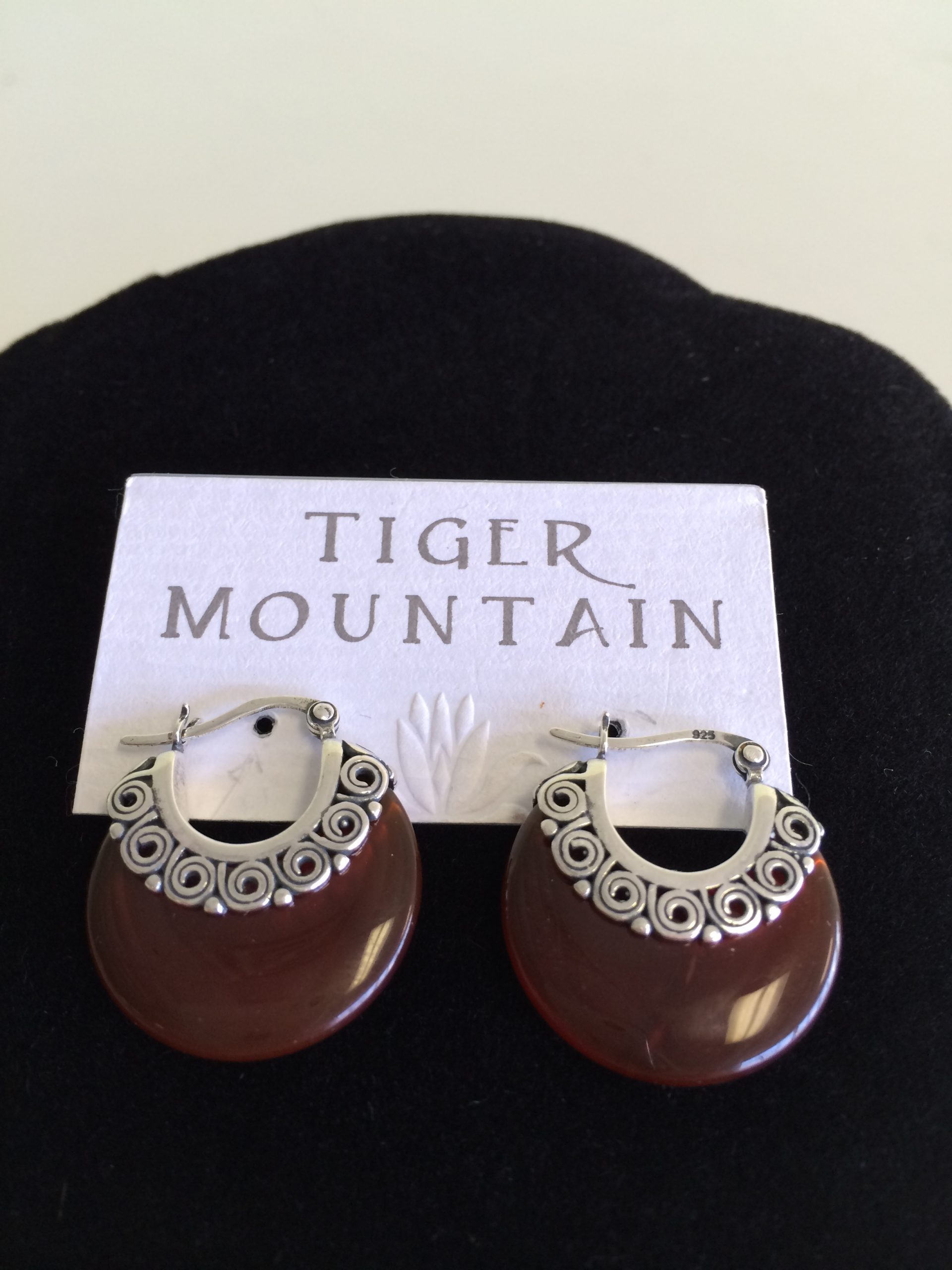 Sterling Silver Carnelian Earrings, Round