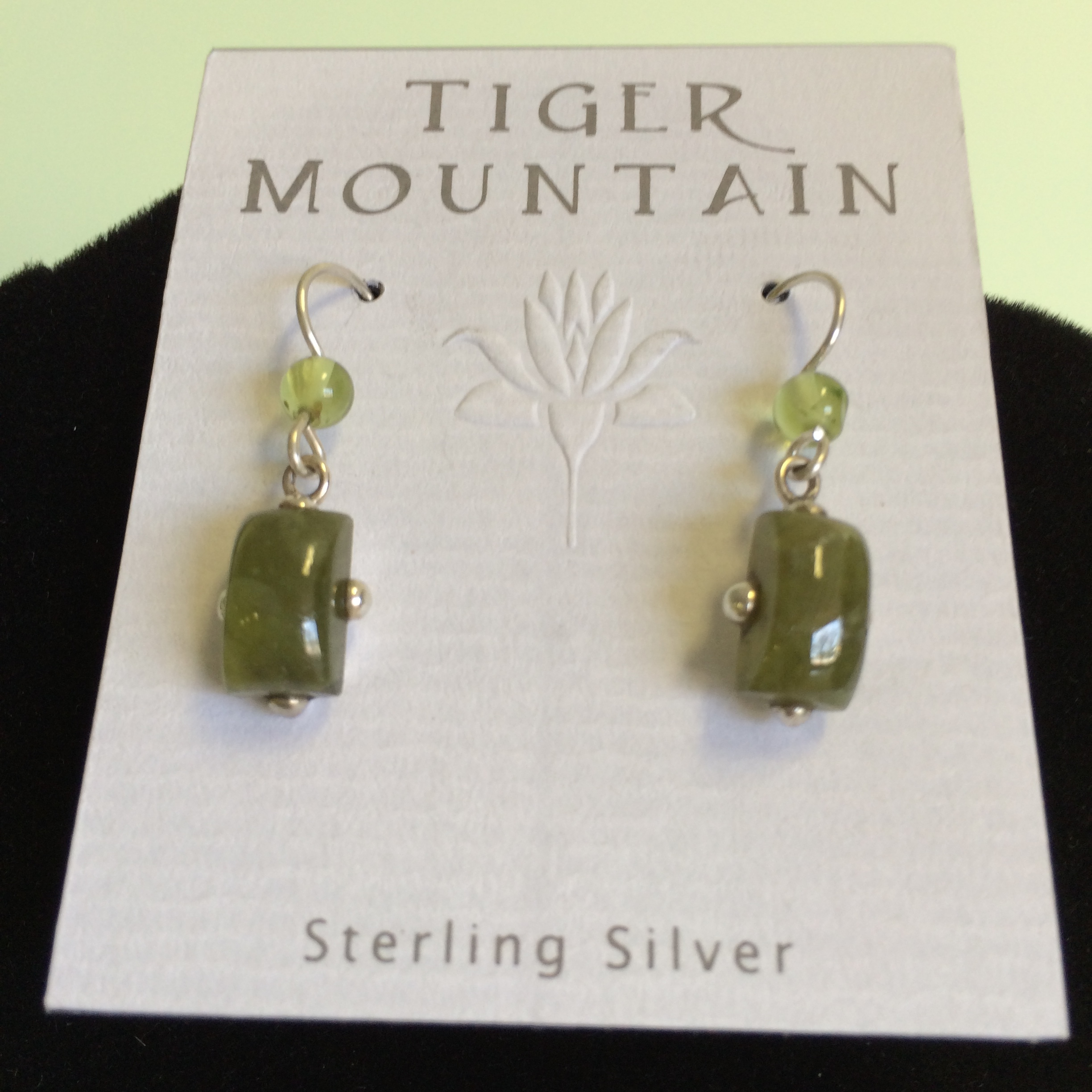 Sterling Silver Peridot and Jade EarringsSterling Silver Olive Earrings