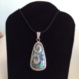 Sterling Silver Purple, Blue & Green Oval Necklace