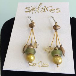 Icy Olive Sea Glass Earrings