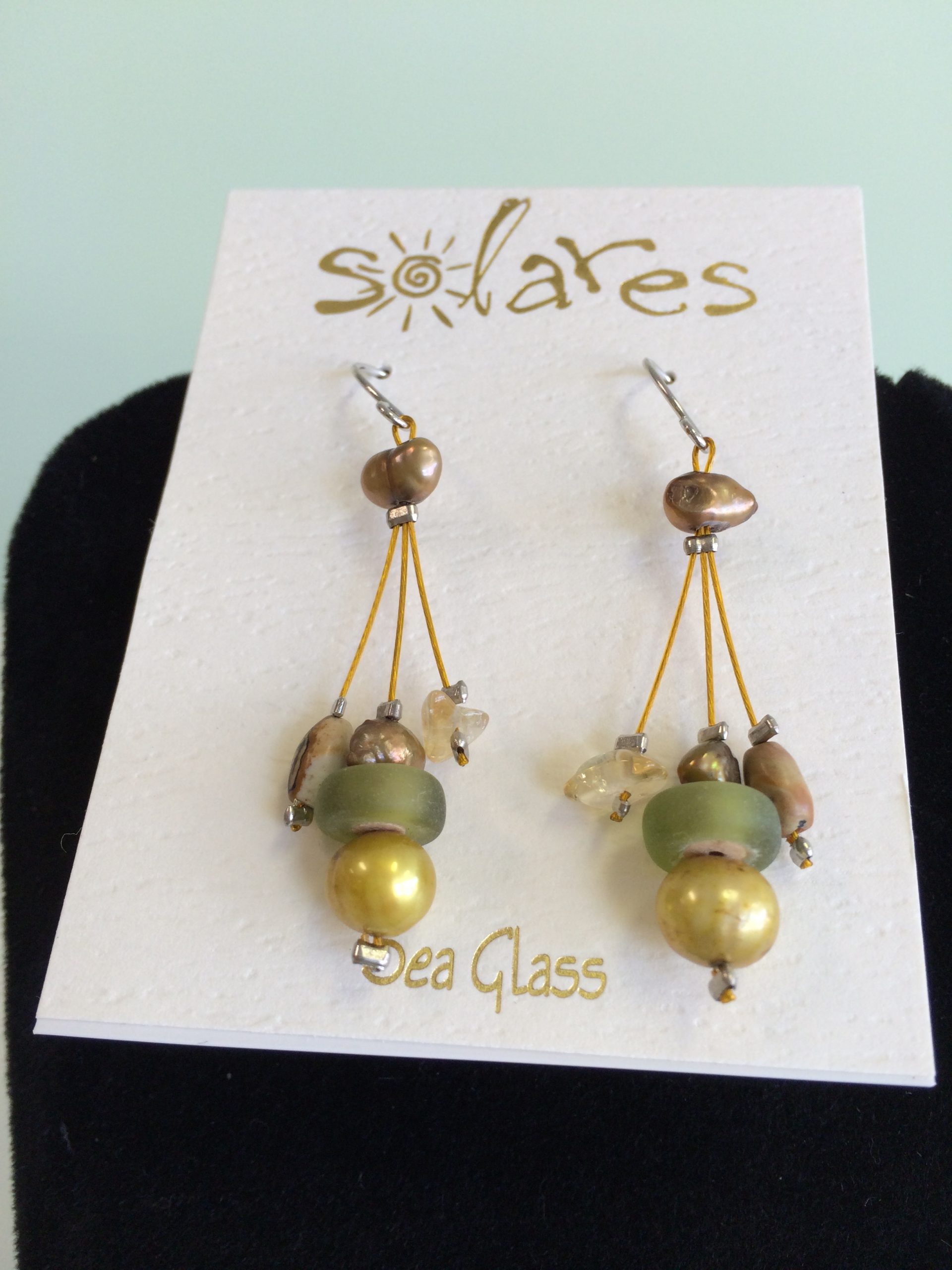 Icy Olive Sea Glass Earrings