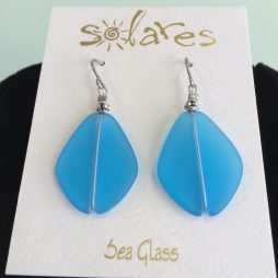 Dark Aqua Sea Glass Earringsgift, jewelry, sea glass