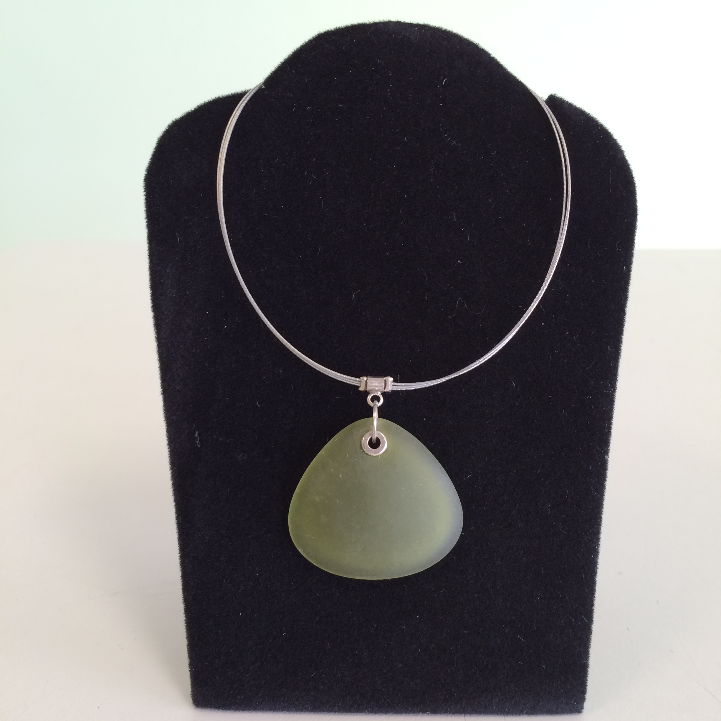 Icy Olive Sea Glass Necklace