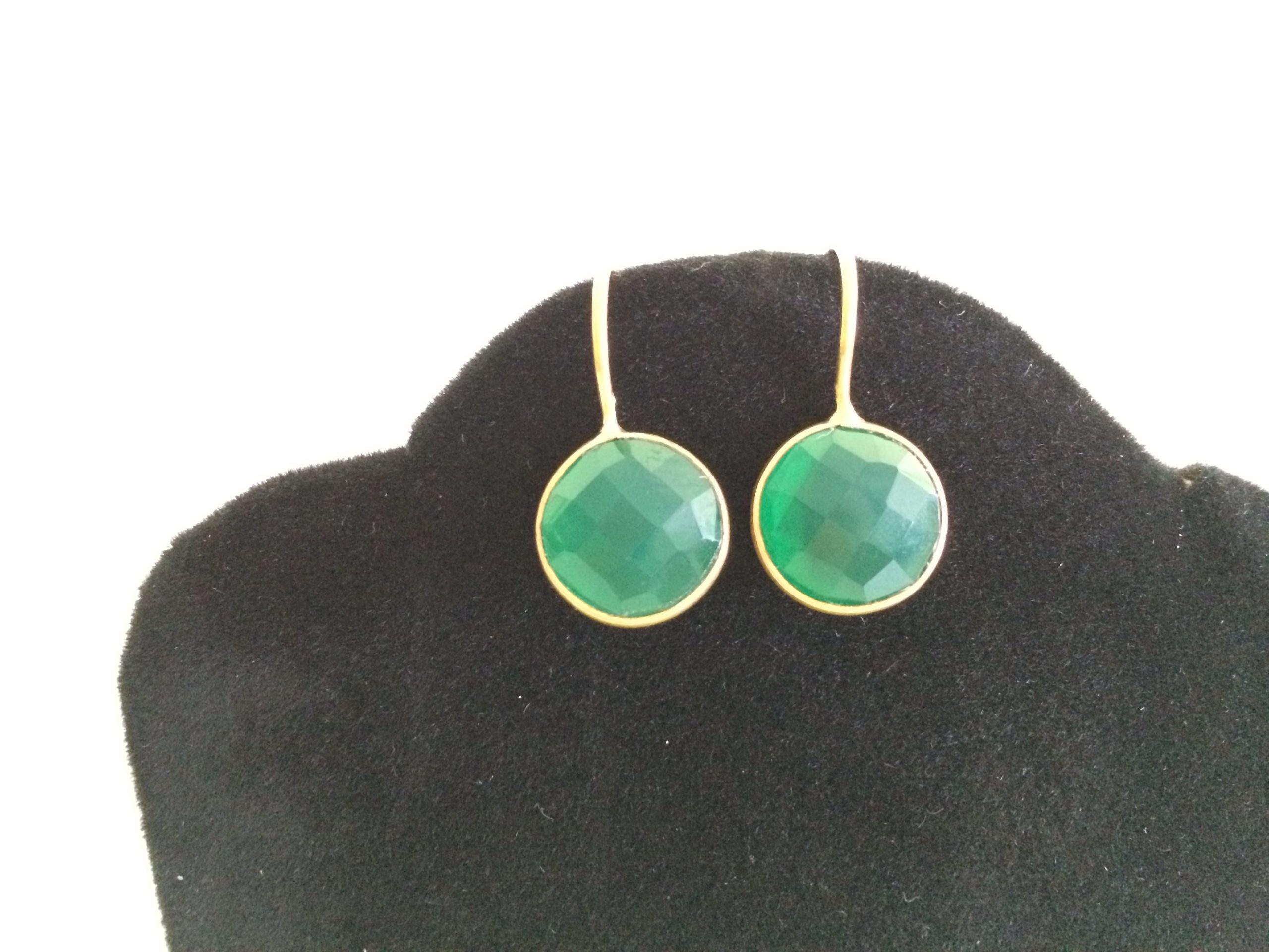 Green Onyx Circle Drop Earrings