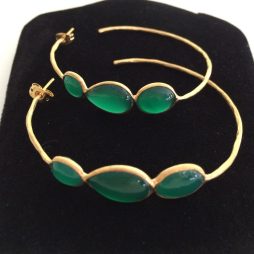 Green Onyx Triple Stone Earrings