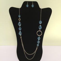 Fashion Necklace & Earring Blue Beaded Set 120