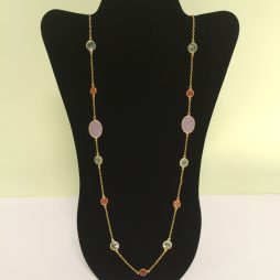 30" Rose QTZ, PHE, CARN, Multi Size Necklace
