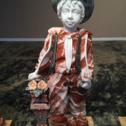 Marble Statue Little Boy with Flowers