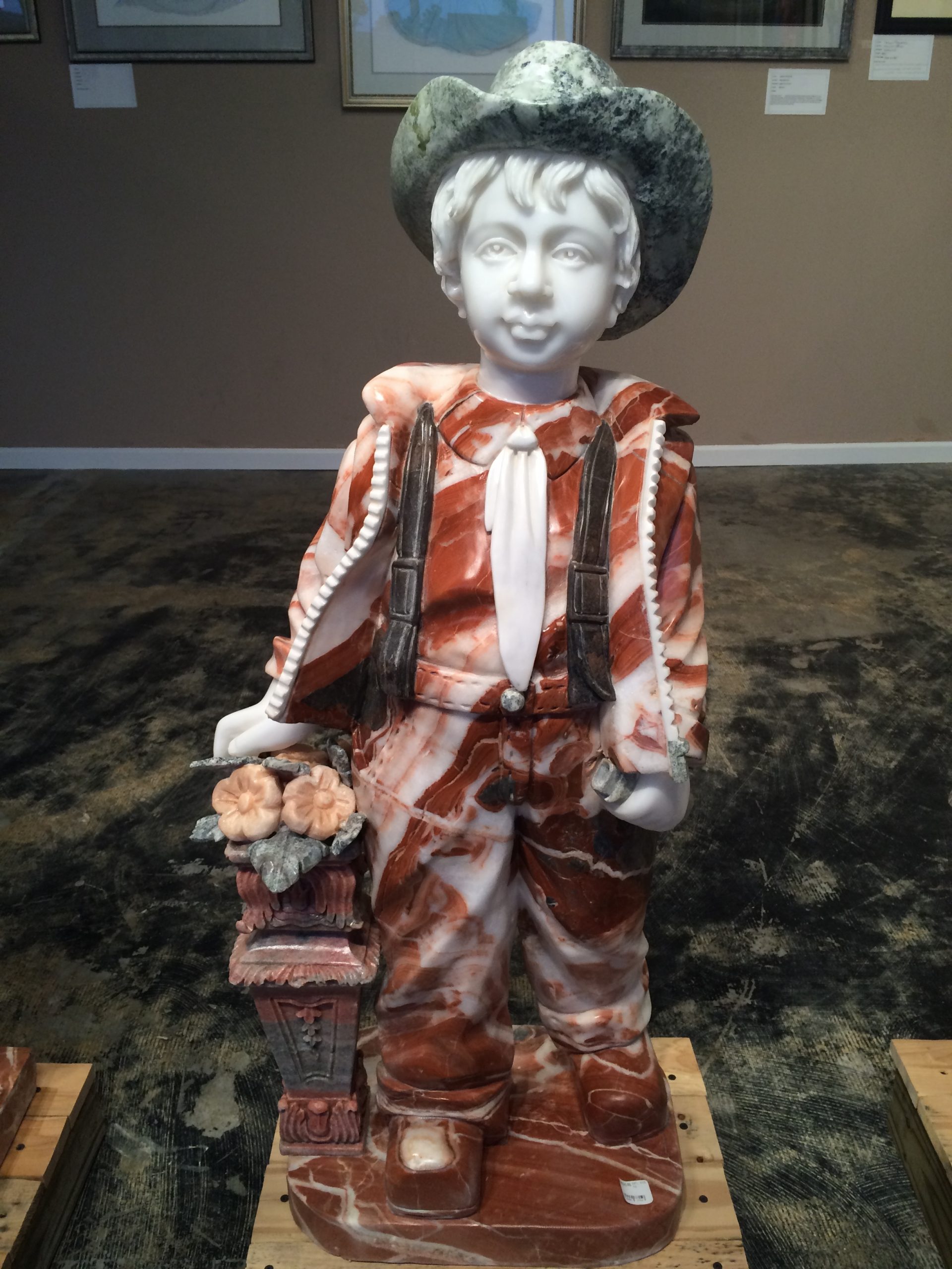 Marble Statue Little Boy with Flowers