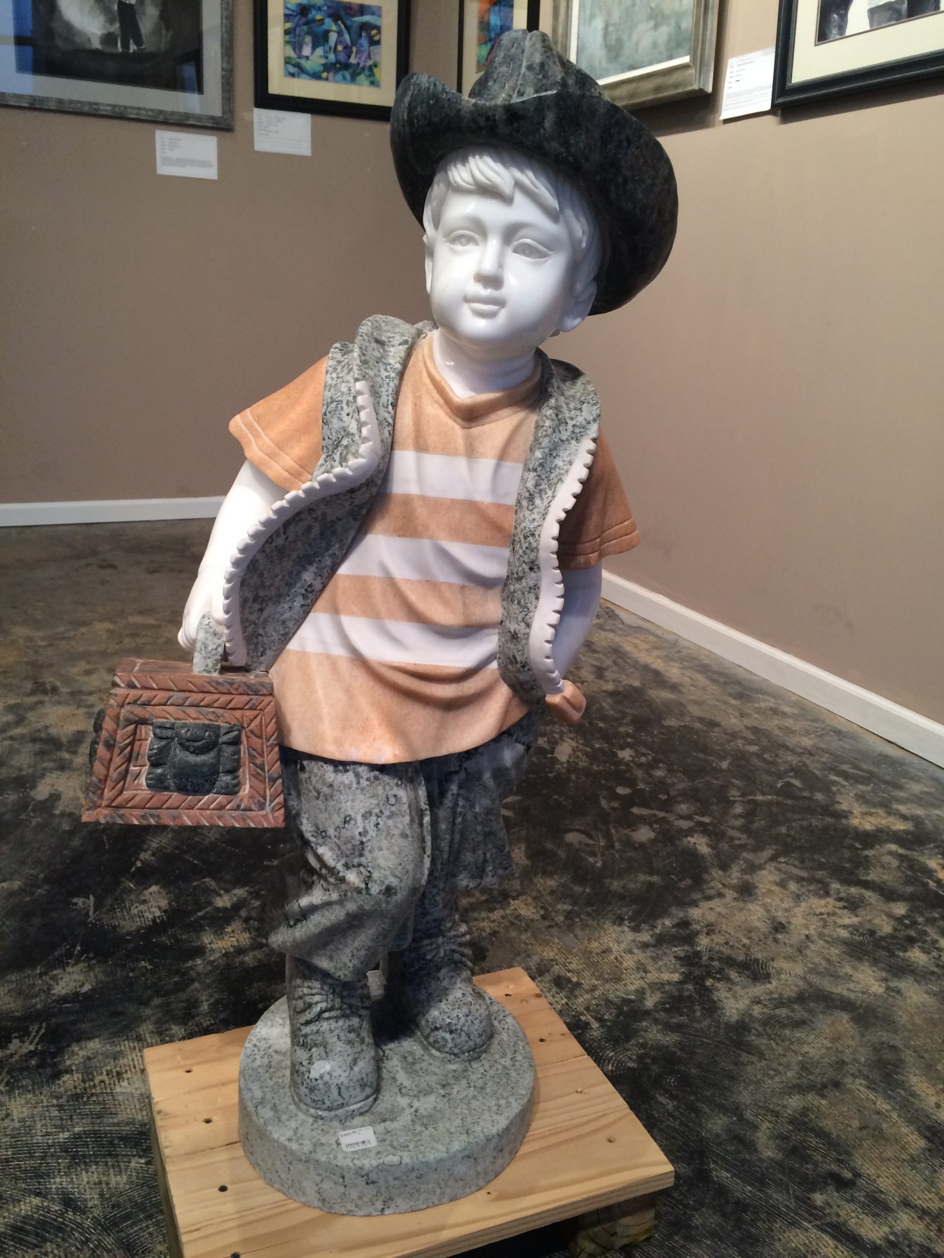 Marble Statue Little Boy with Cowboy HatLittle Boy with Cowboy Hat Statue