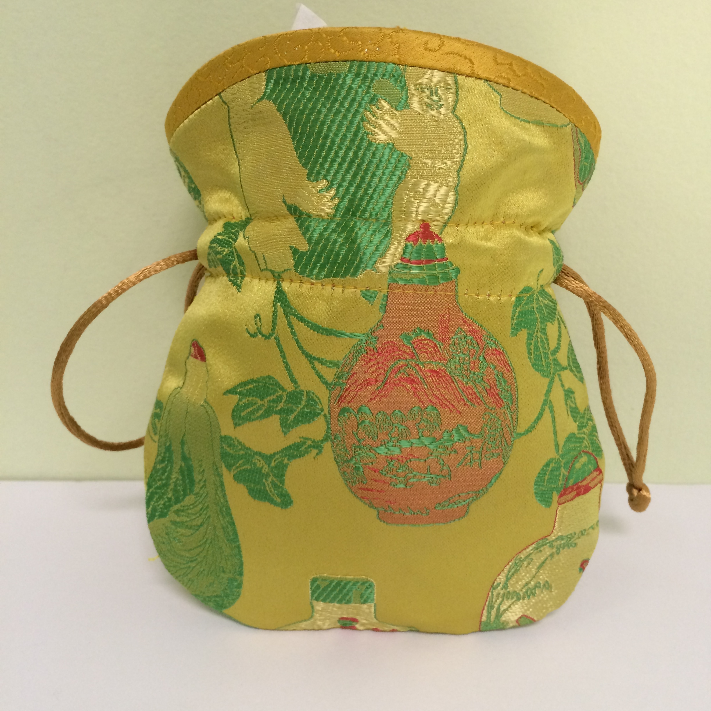 Chinese Embroidered Coin Pouch, Yellow