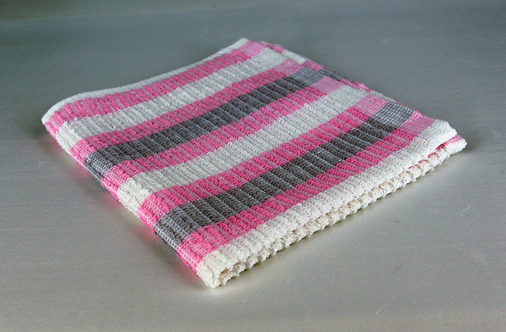 Dish Cloth, Pink, Gray and White
