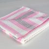 Dish Towel, pink, gray and white