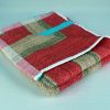 dish towel, red brown and blue