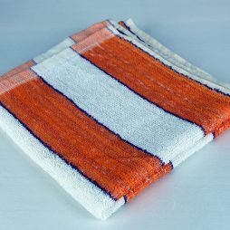 Dish Towel, White with Orange and Purple Stripes