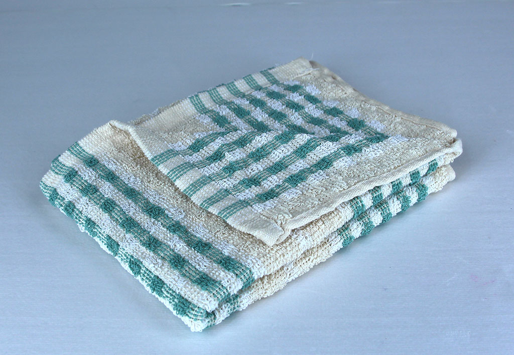 Dish Towel, Green, Yellow and White Check