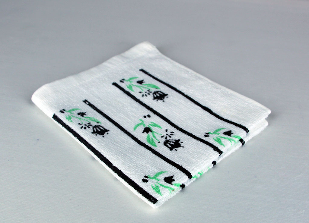 dish cloth, white with print